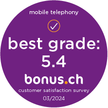 Mobile telephony - best grade: 5.4 - bonus.ch - customer satisfaction survey - 03/2024